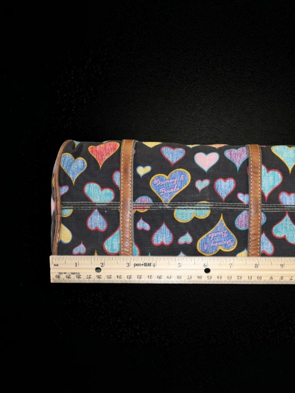 Vintage Dooney & Bourke Doodle Double Handle Multicolor Heart Barrel Bag - Picture 14 of 16